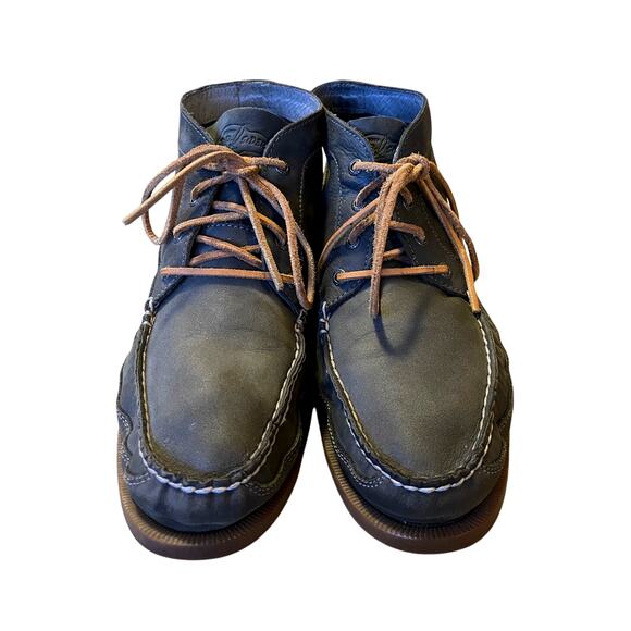 J Crew x Sperry Mens 13 Topsiders Soft LEATHER Chukka Boots Moccasins Dark Green - Picture 3 of 7